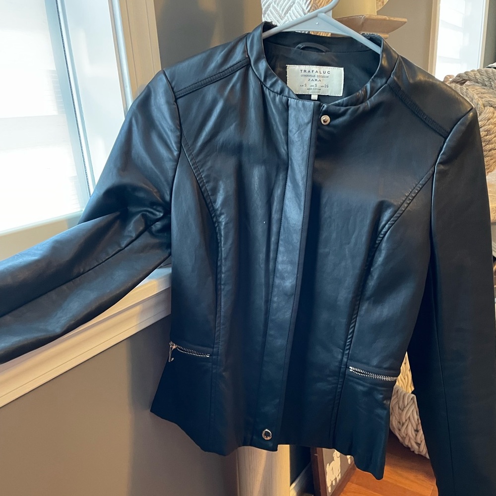 Black faux leather